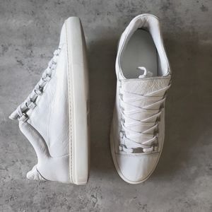 *SOLD* Balenciaga Arena Low in White Crinkle Leather Sz 44.